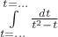 $\int\limits_{t=...}^{t=...} \frac{dt}{t ^{2} - t }$