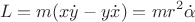 $$L=m(x\dot{y}-y\dot{x})=mr^2\dot{\alpha}$$