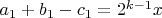 $a_1+b_1-c_1=2^{k-1}x$
