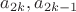 $a_{2k}, a_{2k-1}$
