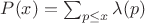 $P(x)=\sum_{p\le x} \lambda(p)$