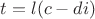 $t=l(c-di)$