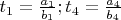 $t_1=\frac{a_1}{b_1};t_4=\frac{a_4}{b_4}$