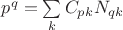 $p^q=\sum\limits_k C_{pk} N_{qk}$