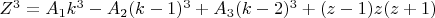 $Z^3=A_1k^3-A_2(k-1)^3+A_3(k-2)^3+(z-1)z(z+1)$