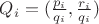 $Q_i=(\frac{p_i}{q_i},\frac{r_i}{q_i})$