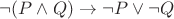 $\neg (P\land Q)\to \neg P\lor \neg Q$