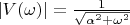 $|V(\omega)|=\frac 1 {\sqrt{\alpha^2 +\omega^2}}$