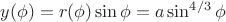 $y(\phi)=r(\phi)\sin\phi=a\sin^{4/3}\phi$
