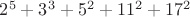 $2^5+3^3+5^2+11^2+17^2$