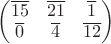 $\begin{pmatrix}
\overline{15} &\overline{21} & \overline{1} \\
\overline{0} & \overline{4} & \overline{12} 
\end{pmatrix}$