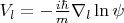 $V_l=- \frac{i \hbar}{m}\nabla_l \ln\psi$