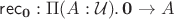 $\mathsf{rec}_{\mathbf0}:\Pi(A:\mathcal U).\,\mathbf0\to A$