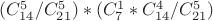 $ (C_{14}^5 / C_{21}^5) * (C_7^1*C_{14}^4 / C_{21}^5)$