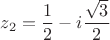$z_2=\dfrac{1}{2}-i\dfrac{\sqrt{3}}{2}$