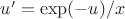 $u'=\exp(-u)/x$