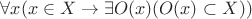 $\forall x (x \in X \to \exists O(x)(O(x) \subset X))$