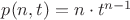 $p(n,t)=n\cdot t^{n-1}$