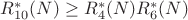 $R_{10}^{*}(N) \geq R_4^{*}(N)R_6^{*}(N)$