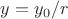 $y=y_0/r$ $y=y_0/r$