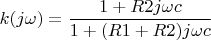 $k(j\omega)=\dfrac{1+R2j\omega c}{1+(R1+R2)j\omega c}$
