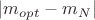 $|m_{opt}-m_N|$