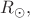 $R_\odot,$