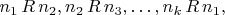 $n_1\,R\,n_2, n_2\,R\,n_3, \ldots, n_k\,R\,n_1,$