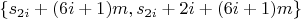 $\{s_{2i}+(6i+1)m, s_{2i}+2i+(6i+1)m\}$