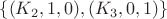 $\{(K_2,1,0),(K_3,0,1)\}$