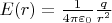 $E(r) = \frac{1}{4 \pi \varepsilon_0}\frac {q}{r^2}$