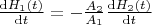 $\frac{\mathrm{d} H_{1}(t)}{\mathrm{d} t}=-\frac{A_{2}}{A_{1}} \frac{\mathrm{d} H_{2}(t)}{\mathrm{d} t}$
