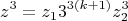 $$z^3=z_13^{3(k+1)}z_2^3$$