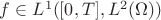 $f\in L^1([0,T],L^2(\Omega))$