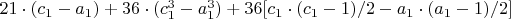 $21\cdot(c_1-a_1)+36\cdot(c_1^3-a_1^3)+36[c_1\cdot(c_1-1)/2-a_1\cdot(a_1-1)/2]$