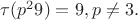 $\tau(p^29)=9, p\not =3.$