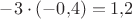$-3\cdot(-0{,}4)=1{,}2$