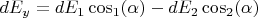 $ dE_y = dE_1\cos_1(\alpha) - dE_2\cos_2(\alpha)$