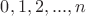 $0,1,2,...,n$