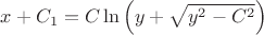 $x+C_1=C\ln\left(y+\sqrt{y^2-C^2}\right)$
