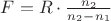 $F=R \cdot \frac {n_2}{n_2-n_1}$ $F=R \cdot \frac {n_2}{n_2-n_1}$