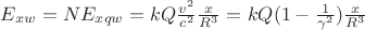 $E_{xw}=NE_{xqw}=kQ\frac{v^{2}}{c^{2}}
\frac{x}{R^{3}}=kQ(1-\frac{1}{\gamma  ^{2}}) \frac{x}{R^{3}}$