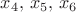 $x_4,\,x_5,\,x_6$
