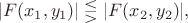 $$|F(x_1,y_1)|\lesseqgtr |F(x_2,y_2)|,$$