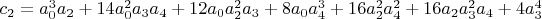 $c_2=a_0^3 a_2+14 a_0^2 a_3 a_4+12 a_0 a_2^2 a_3+8 a_0 a_4^3+16 a_2^2 a_4^2+16 a_2 a_3^2 a_4+4 a_3^4$