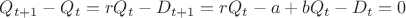 $Q_{t+1}-Q_{t}=rQ_{t}-D_{t+1}=rQ_{t}-a+bQ_{t}-D_{t}=0$