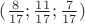 $(\frac{8}{17};\frac{11}{17};\frac{7}{17})$ $(\frac{8}{17};\frac{11}{17};\frac{7}{17})$
