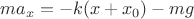 $ma_x=-k(x+x_0)-mg$