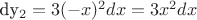 dy_2=3(-x)^2 dx=3x^2dx