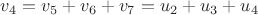 $v_4=v_5+v_6+v_7=u_2+u_3+u_4$